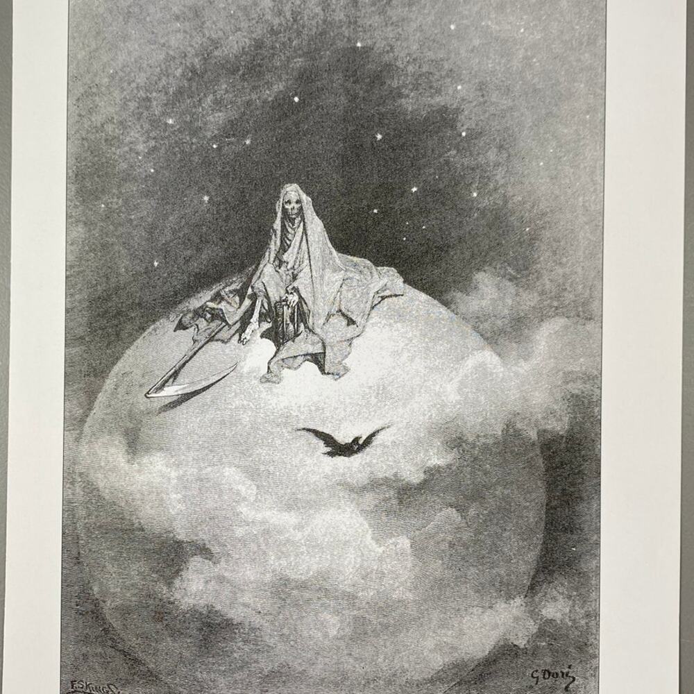 Dore, The Raven, Death and Moon, Sorrow, Print, Bookplate, Art, ~ 240707-WH 292